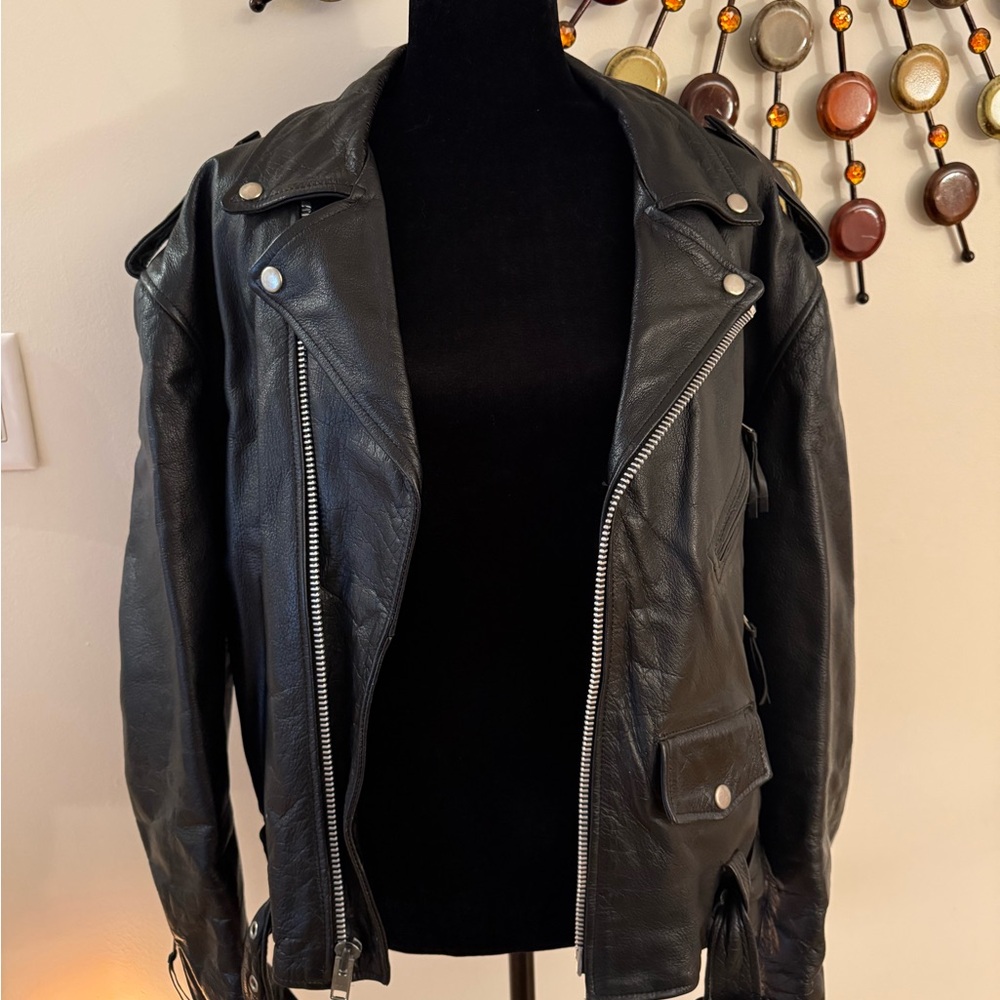 Classic Black Leather Jacket FMC size 46 ( XL )